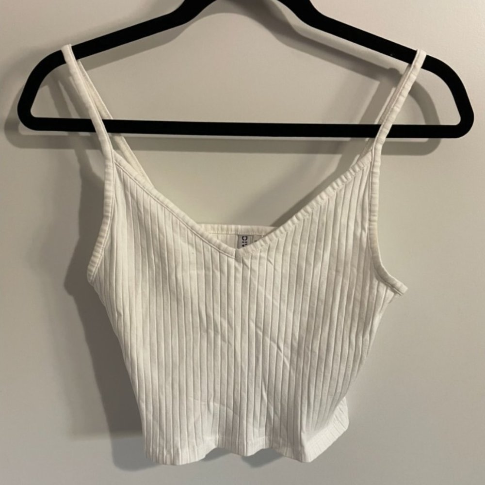 H&M Divided Cropped jersey strappy top, White, Size M